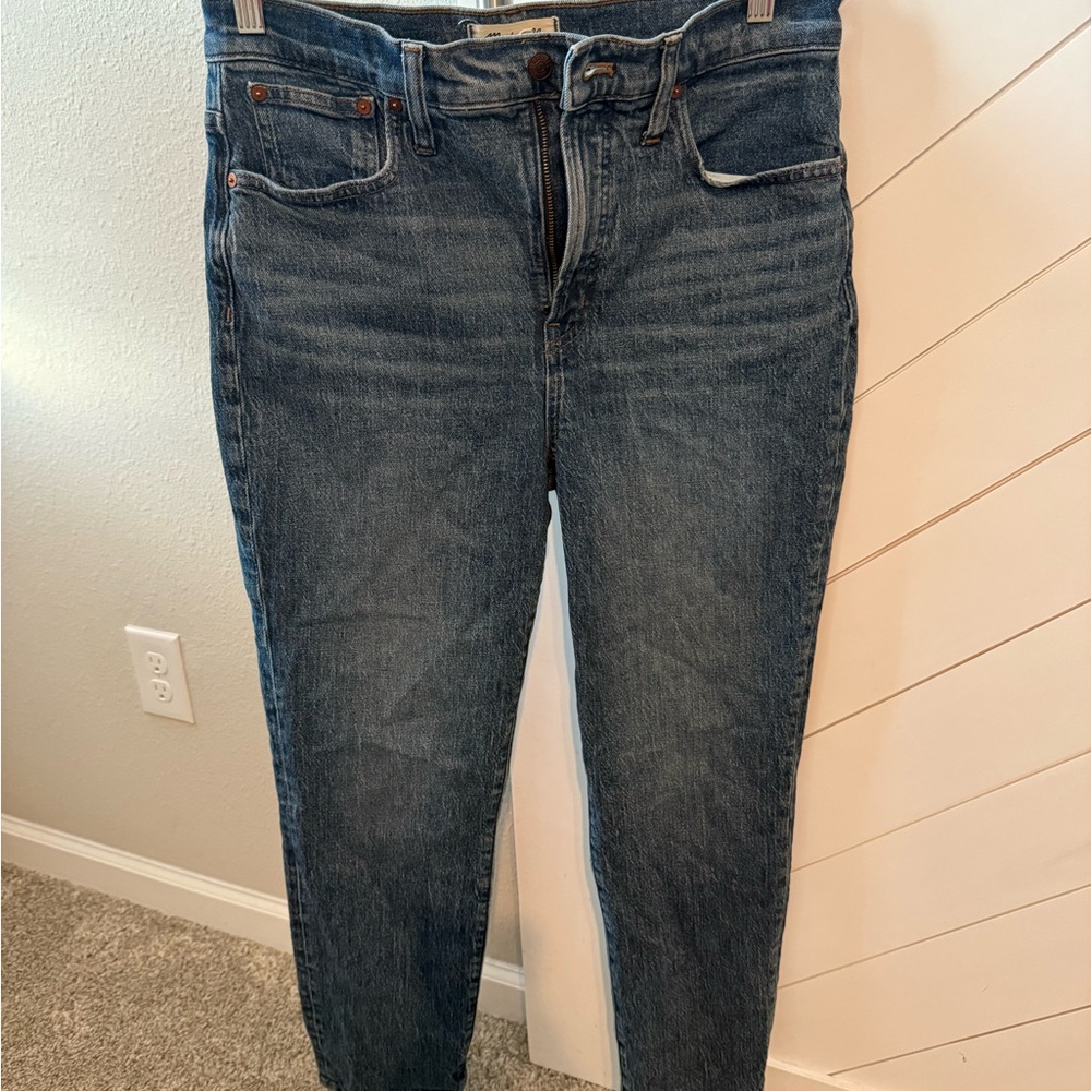Madewell Blue Denim Jeans with Tan Patch